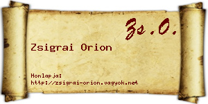 Zsigrai Orion névjegykártya